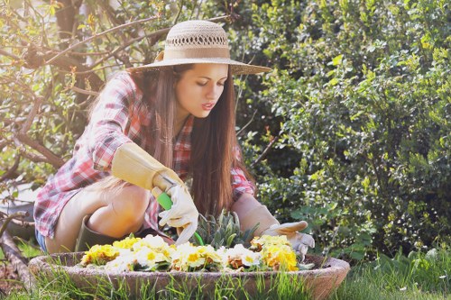 Auditor conducting a site inspection in a gardening yard